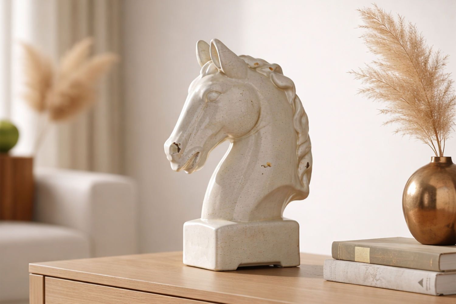 White Knight - Ceramic Horse Statue