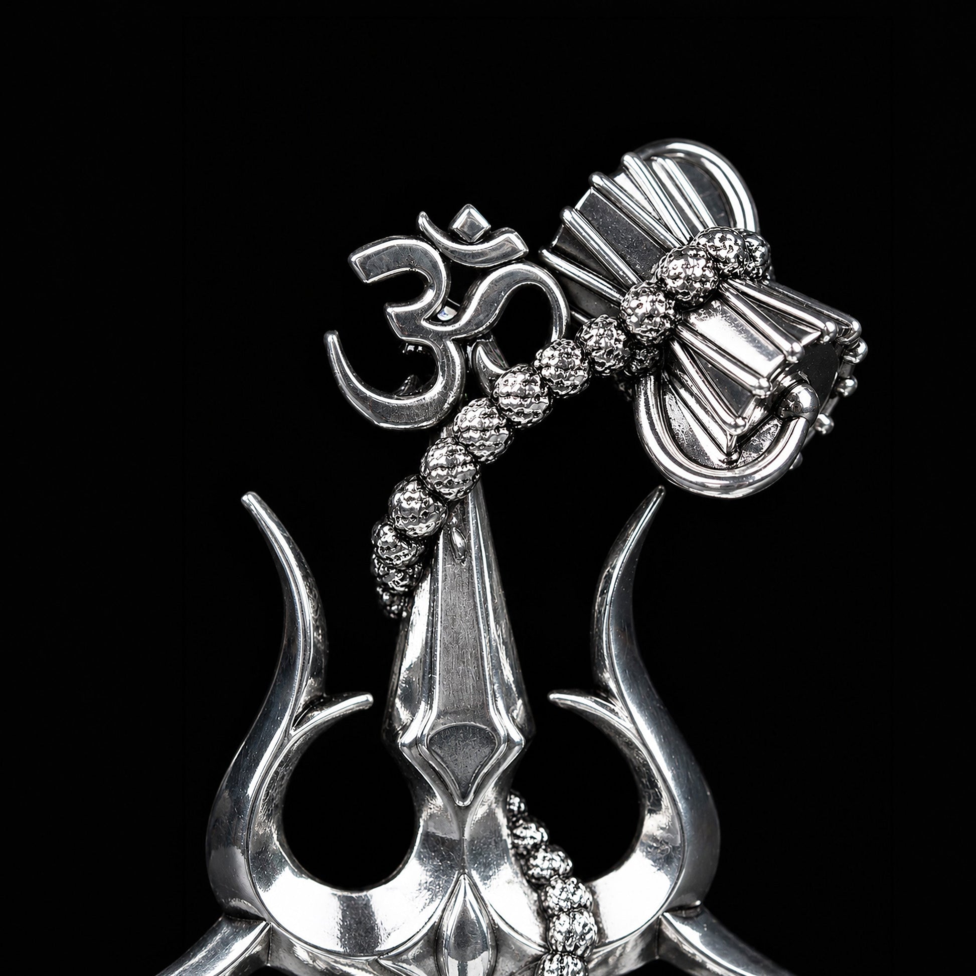 Lord Shiva Trishul With Damru Silver Plated 
