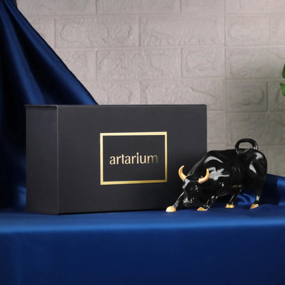 Abstract Art Charging Bull Figurine with Gift Box