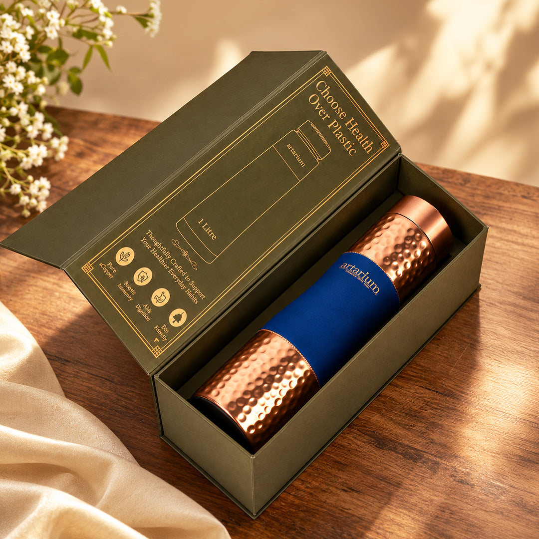 Hammered Copper Bottle with premium packaging 