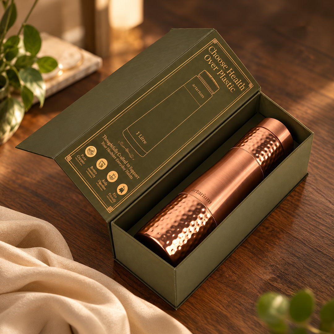 Hammered Copper Bottle with premium packaging 
