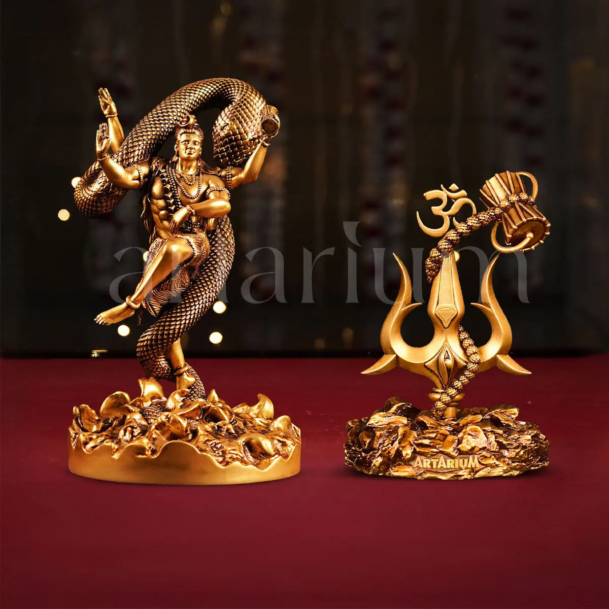 Mystical Shiva (9 Inch) & Lord Shiva Trishul with Damru Idols Set