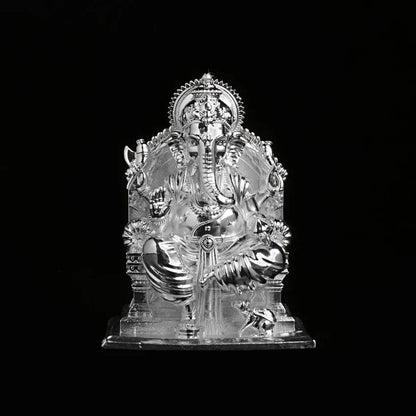 Lalitasana Ganesha Silver Plated Idol 