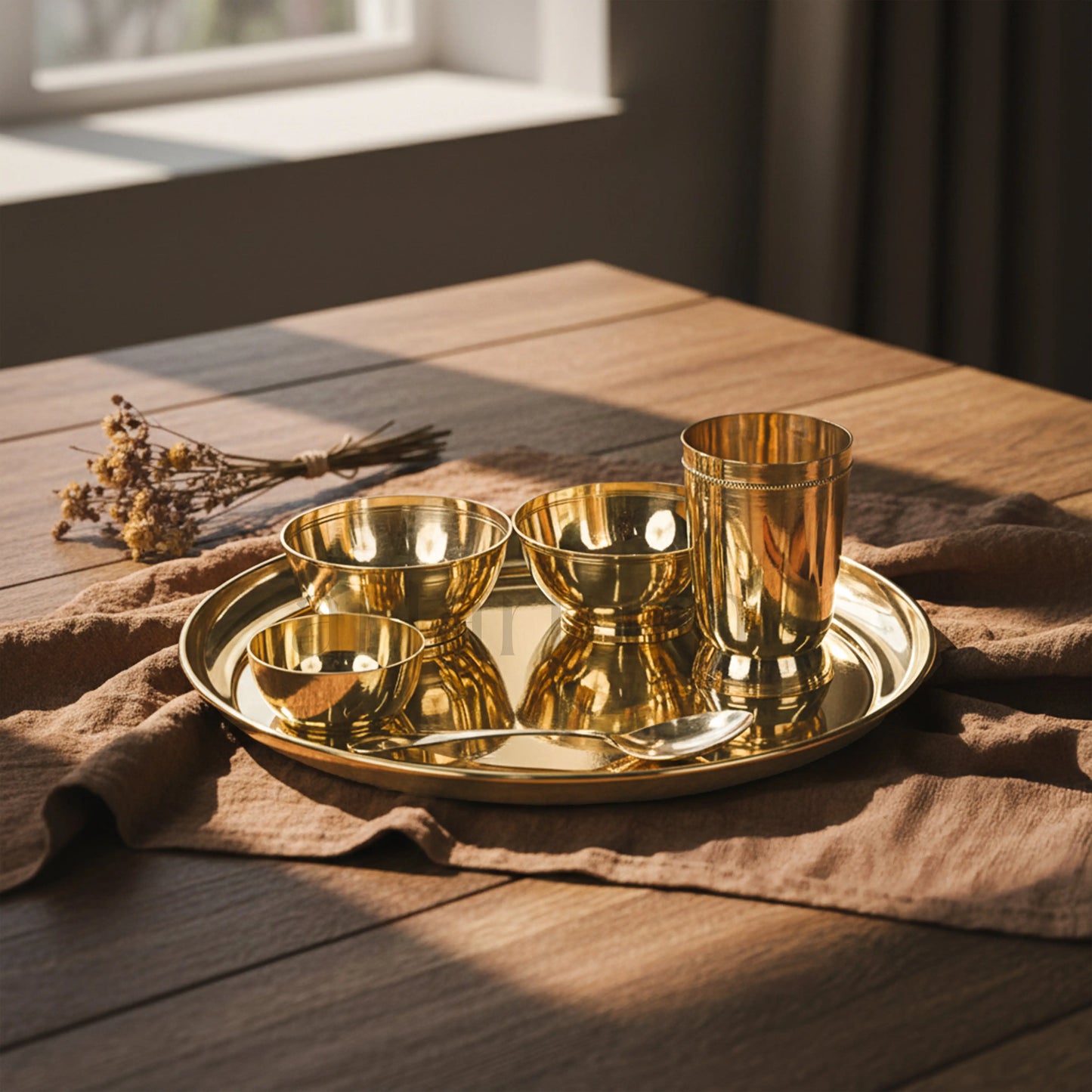 Brass Plain Thali set