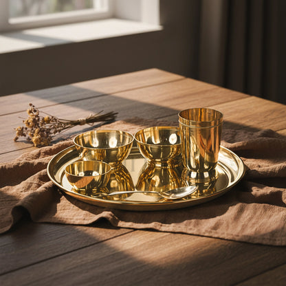 Brass Plain Thali set