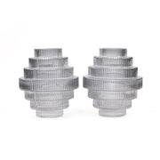 Halos of Grey - Glass Art Deco Vase Set of 2