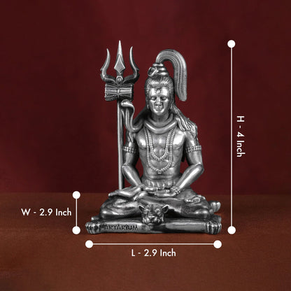 Meditating Lord Shiva 40 - 45 Gm Pure Silver theartarium