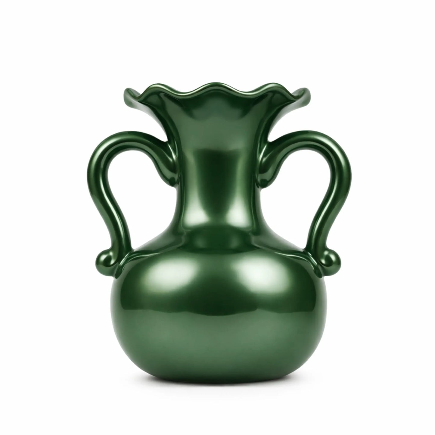 A Gleam in Green - Ceramic Baroque Vase