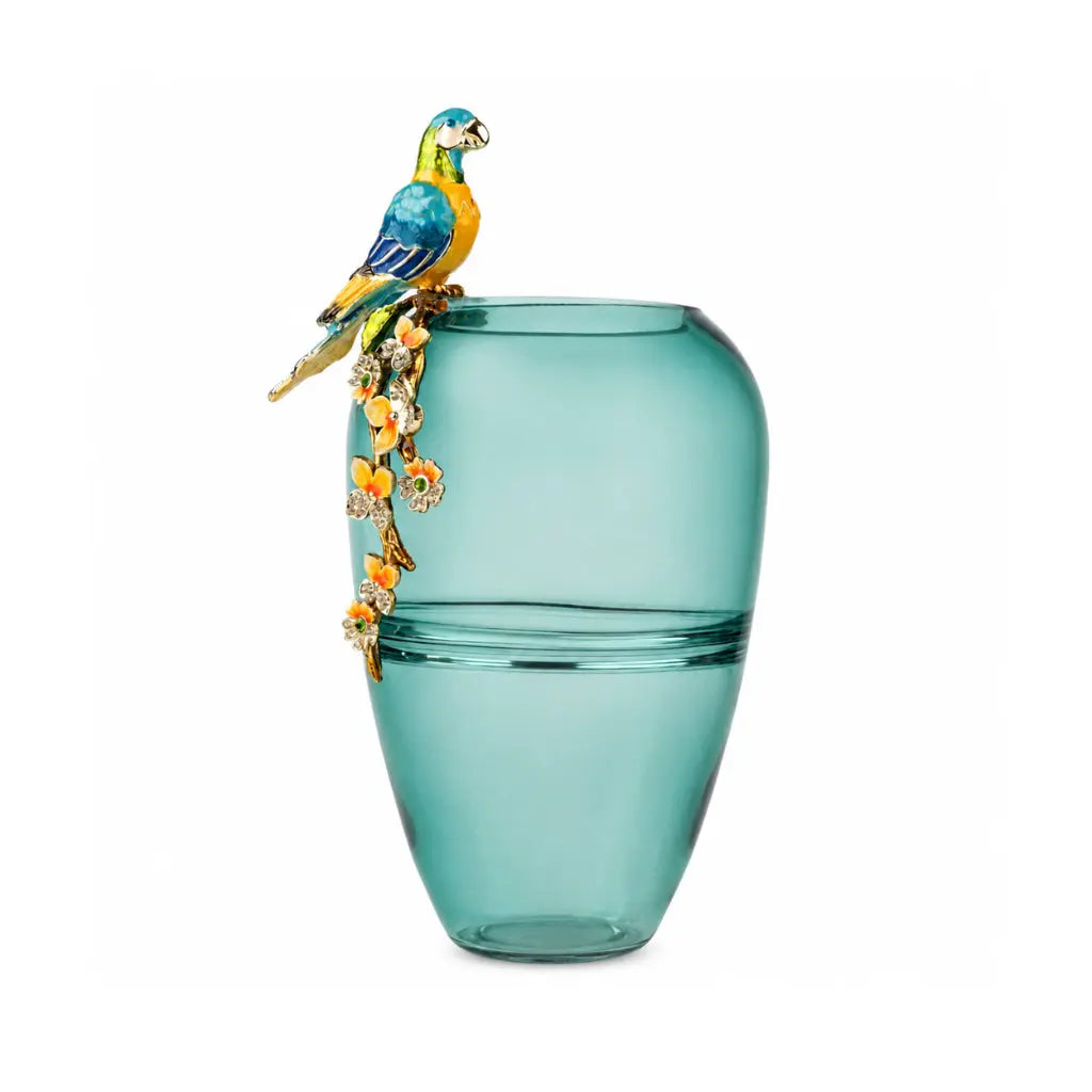 Aviary Glass Vase with Bird Accent 