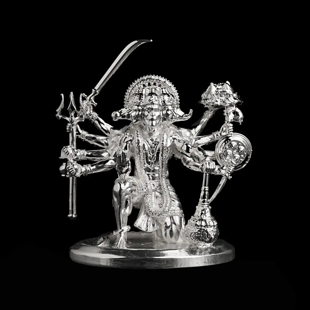 Sitting Panchmukhi Hanuman Silver Plated