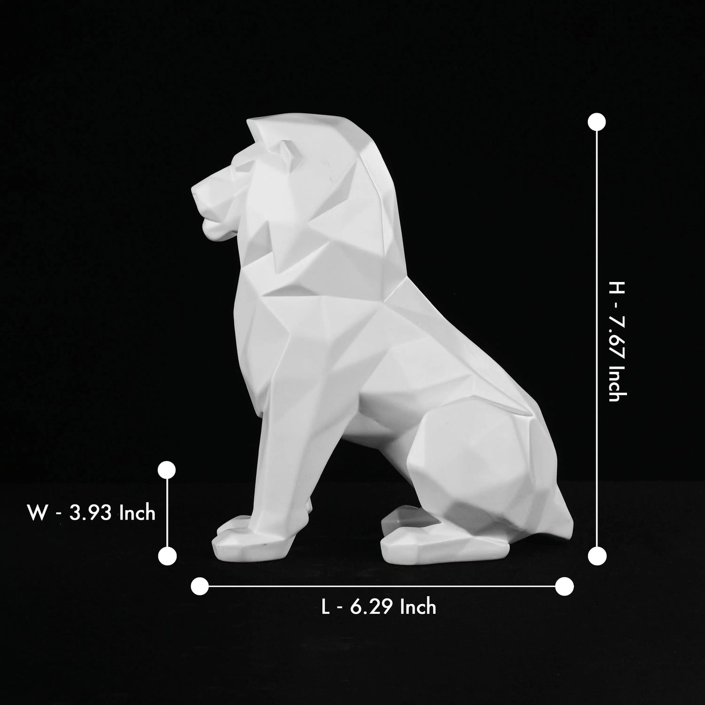 Stylized Geometric Sitting Lion Figurine theartarium