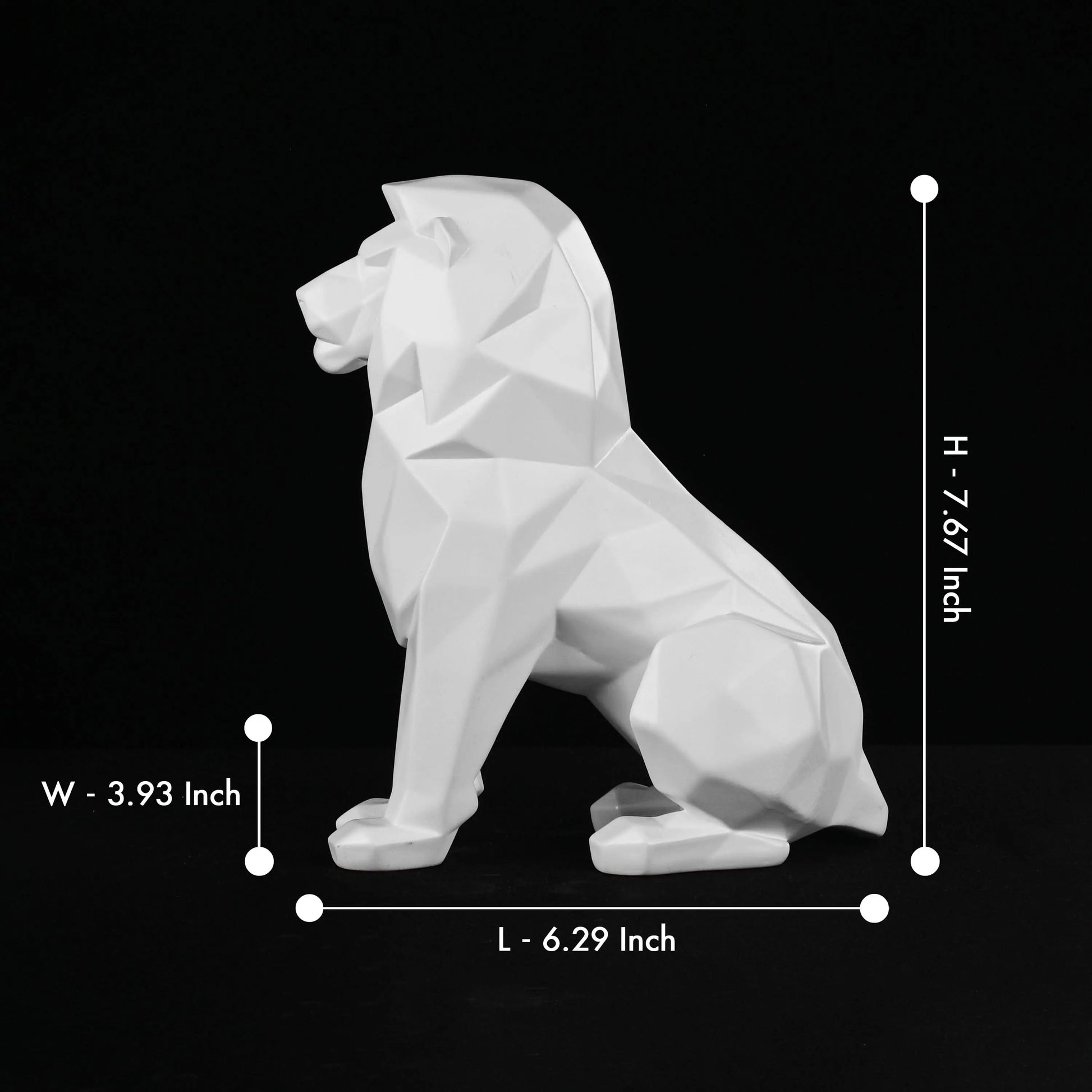 Stylized Geometric Sitting Lion Figurine theartarium