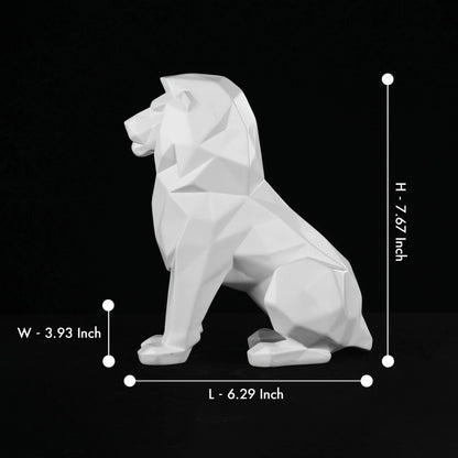 Stylized Geometric Sitting Lion Figurine theartarium