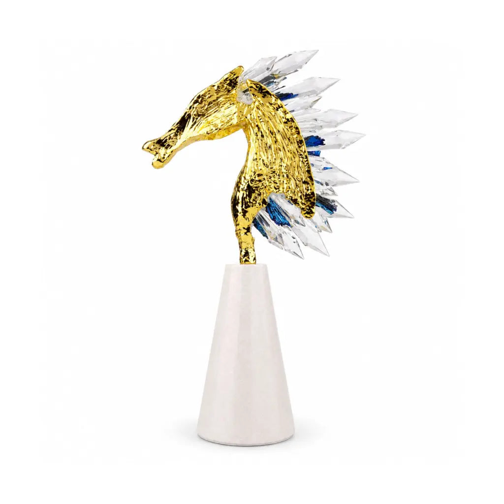 Crystal Prism Golden Horse Figurine 