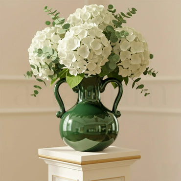 A Gleam in Green - Ceramic Baroque Vase