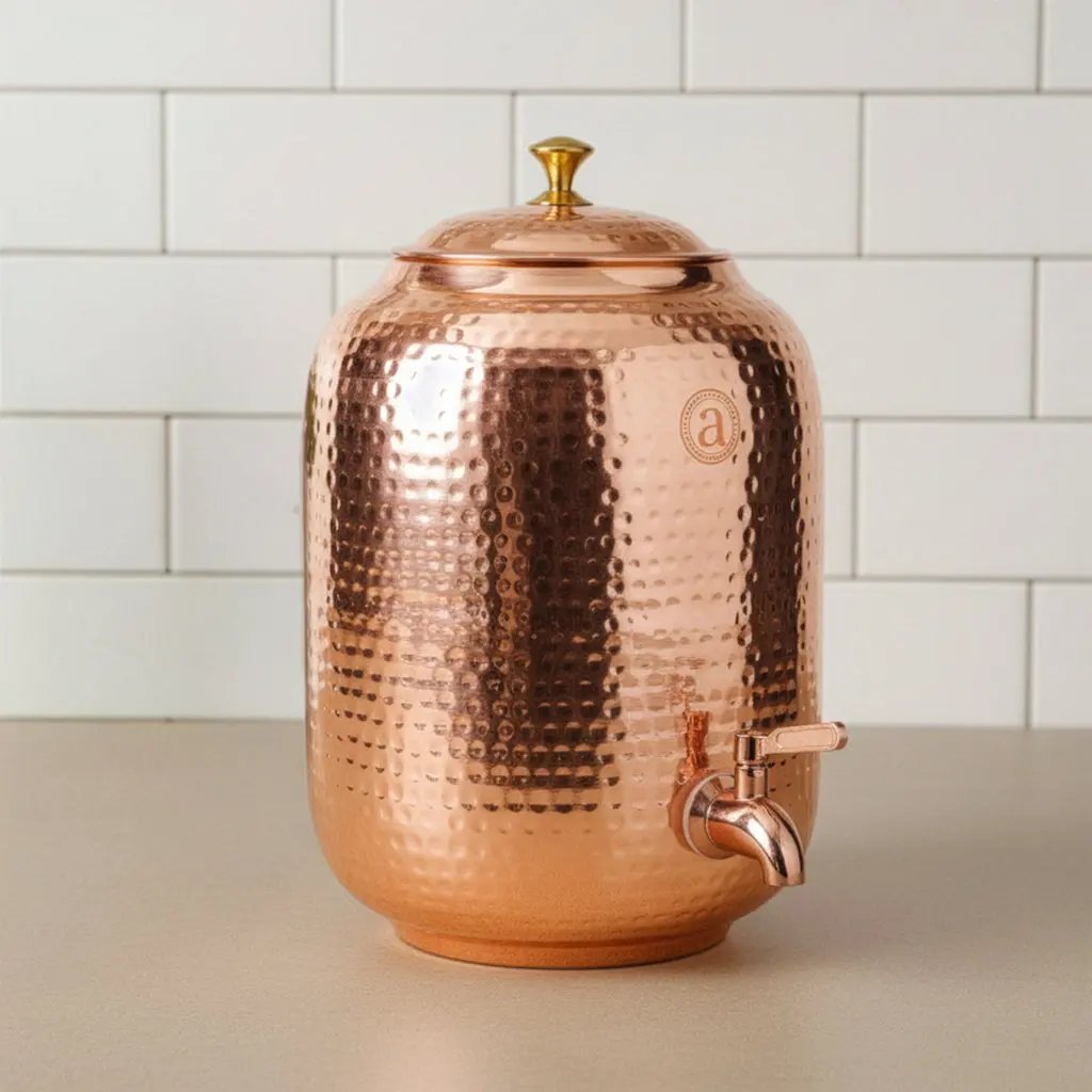 Antique Copper Water Dispenser With Lid (8 litres)