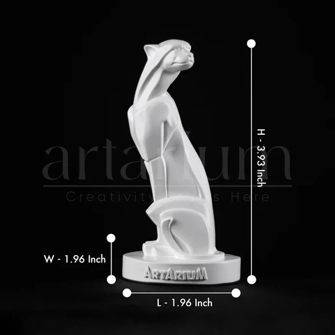 Black Abstract Art Sitting Panther Figurine theartarium