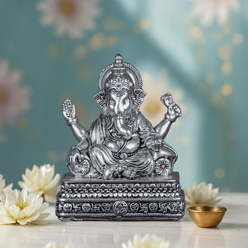 Brass Vinayaka Statue Silver Plated