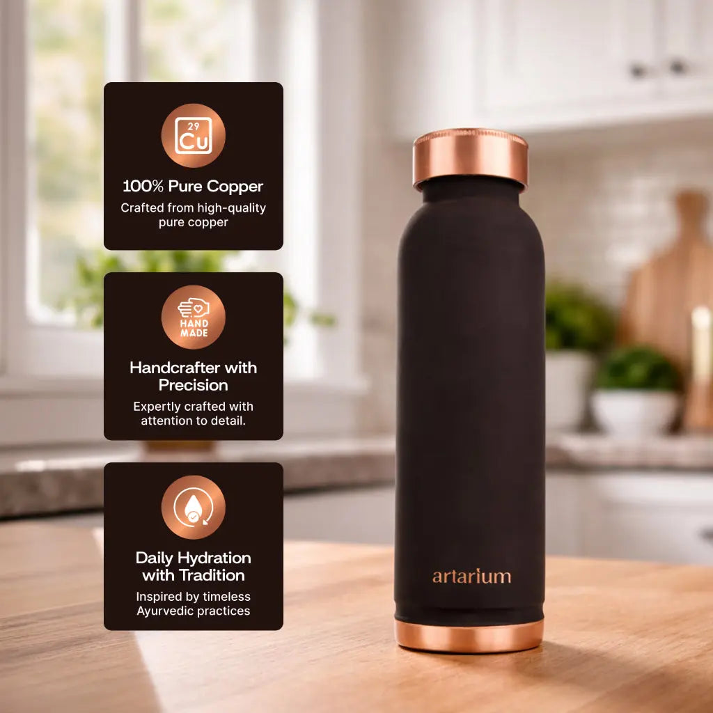 Eco-Friendly Copper Bottle with Straw & Cleaning Brush