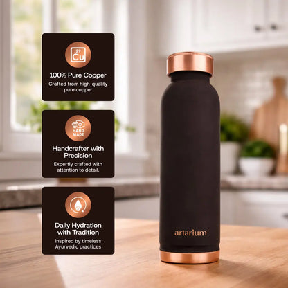 Eco-Friendly Copper Bottle with Straw & Cleaning Brush