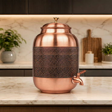 Etched Matka Copper Dispenser Artarium