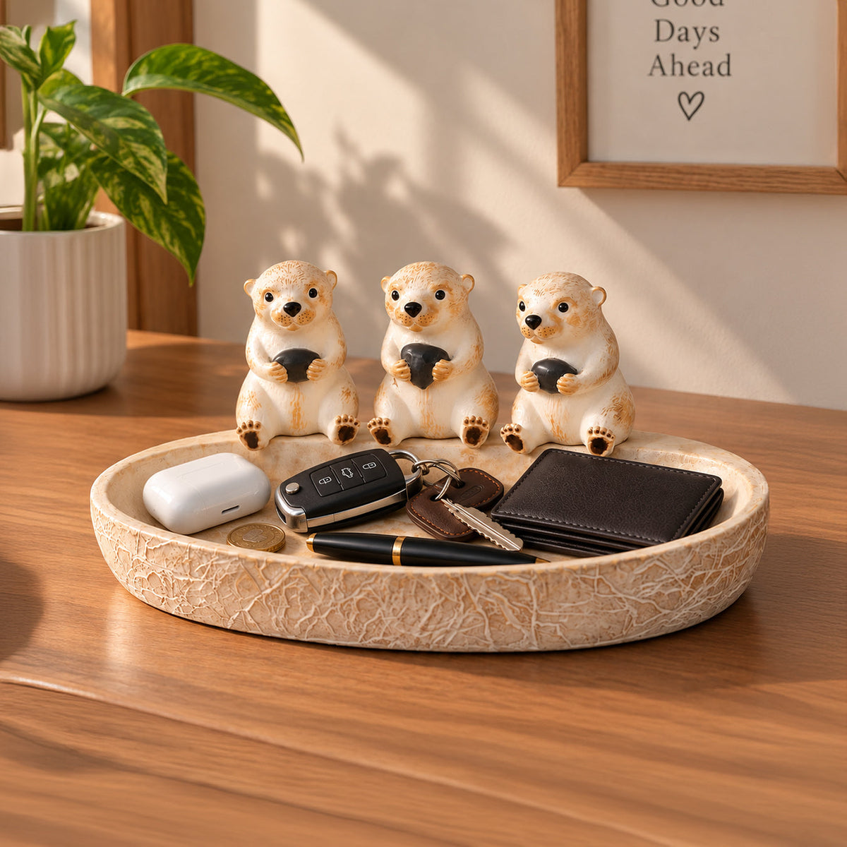 Sea Otter Family Tray Figurine 