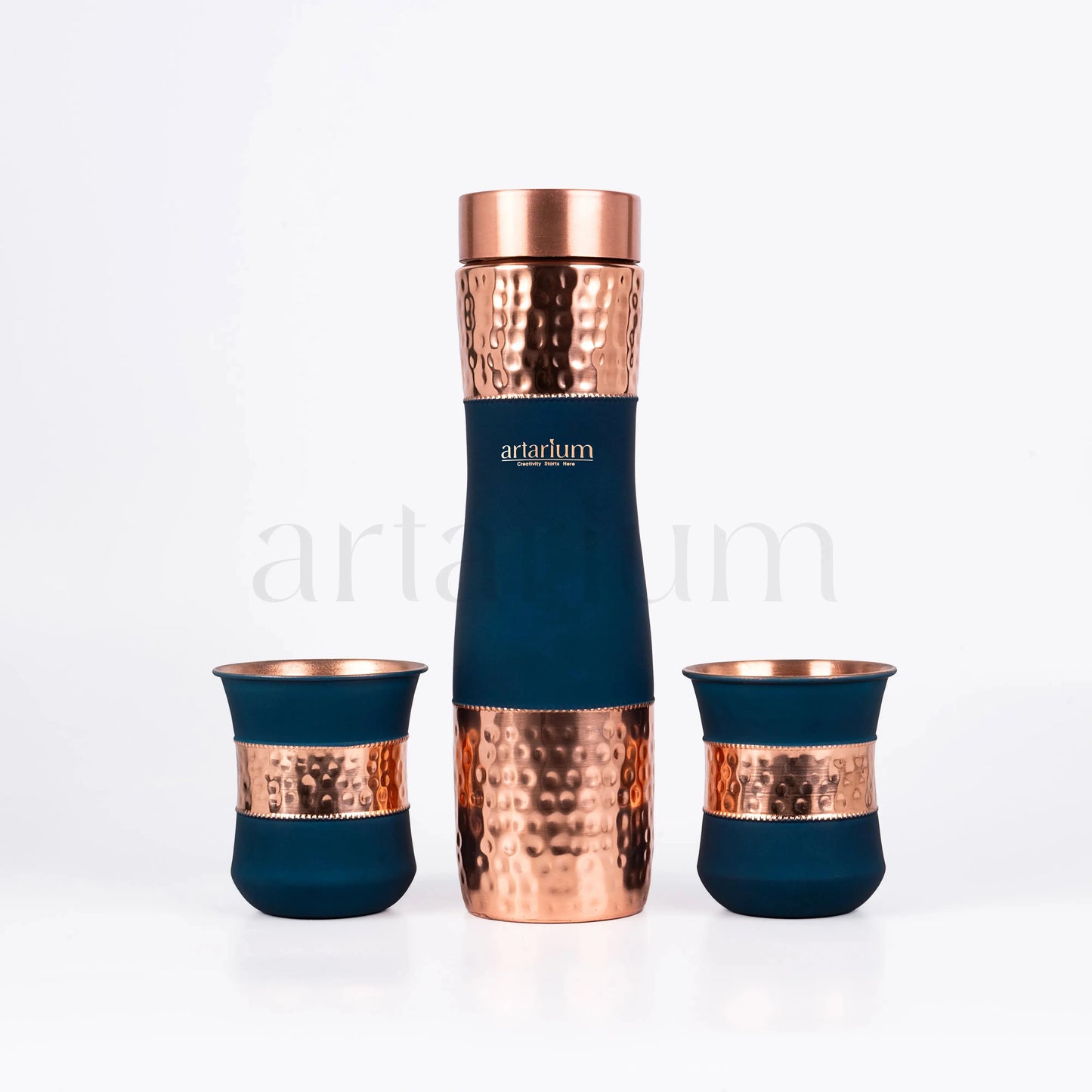 Hammered Copper Bottle in Cups Artarium