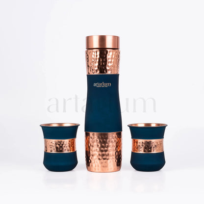 Hammered Copper Bottle in Cups Artarium