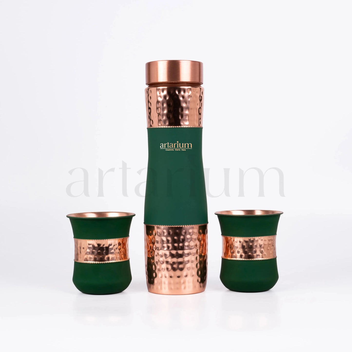 Hammered Copper Bottle in Cups Artarium