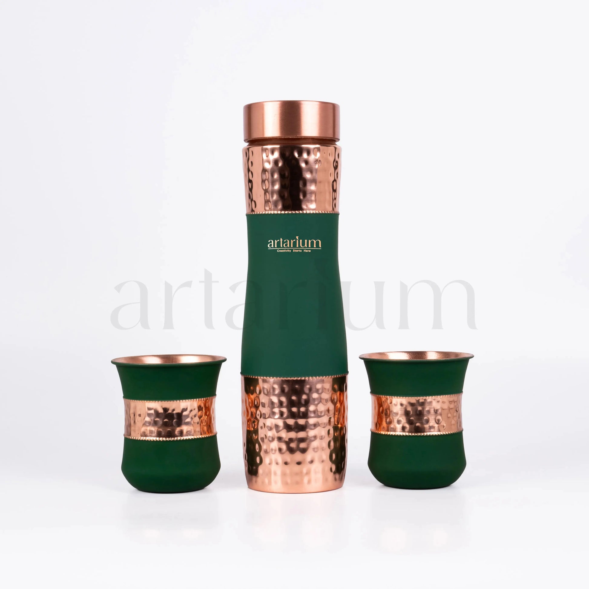 Hammered Copper Bottle in Cups Artarium