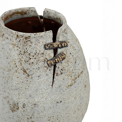 Rock-Stitch Ceramic Urn Vase