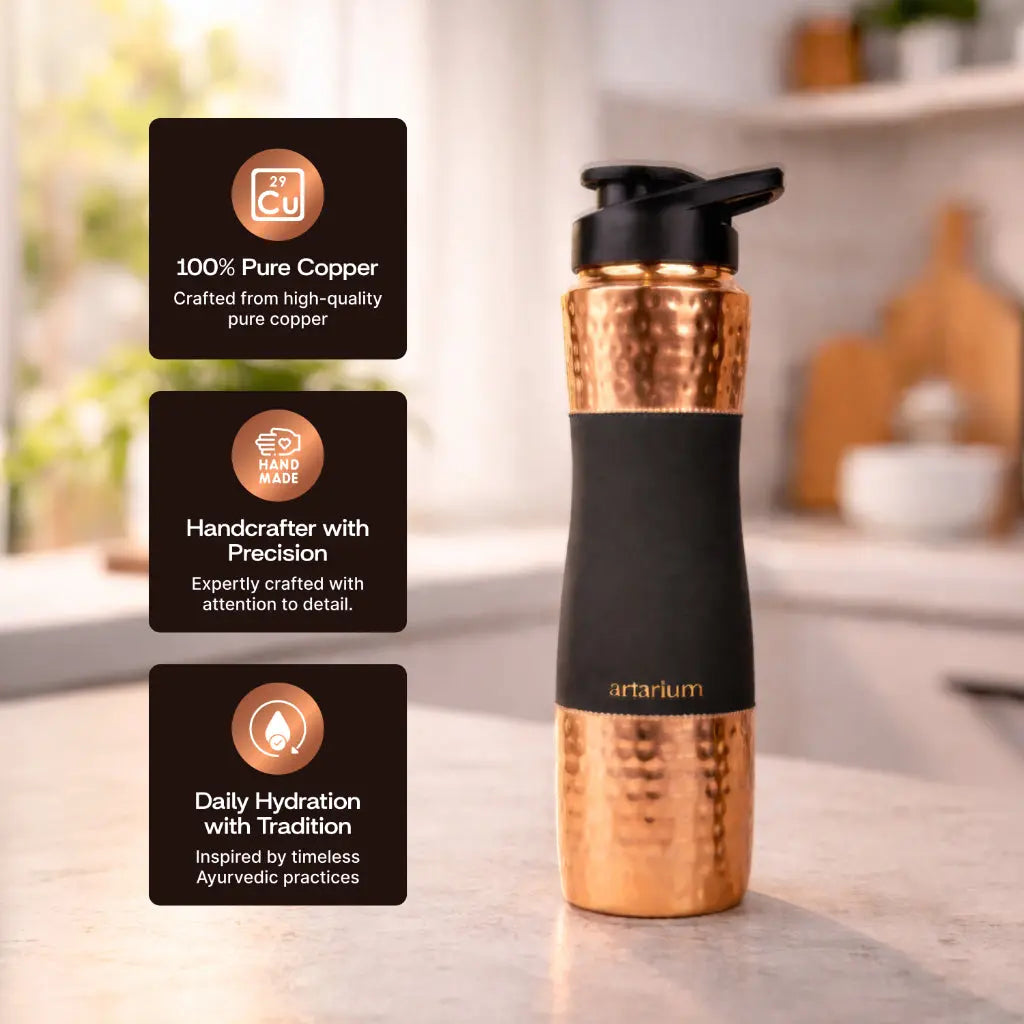 Hammered Copper Sipper Bottle Complete Kit