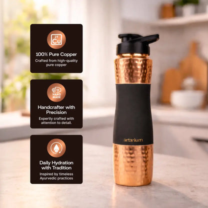 Hammered Copper Sipper Bottle Complete Kit