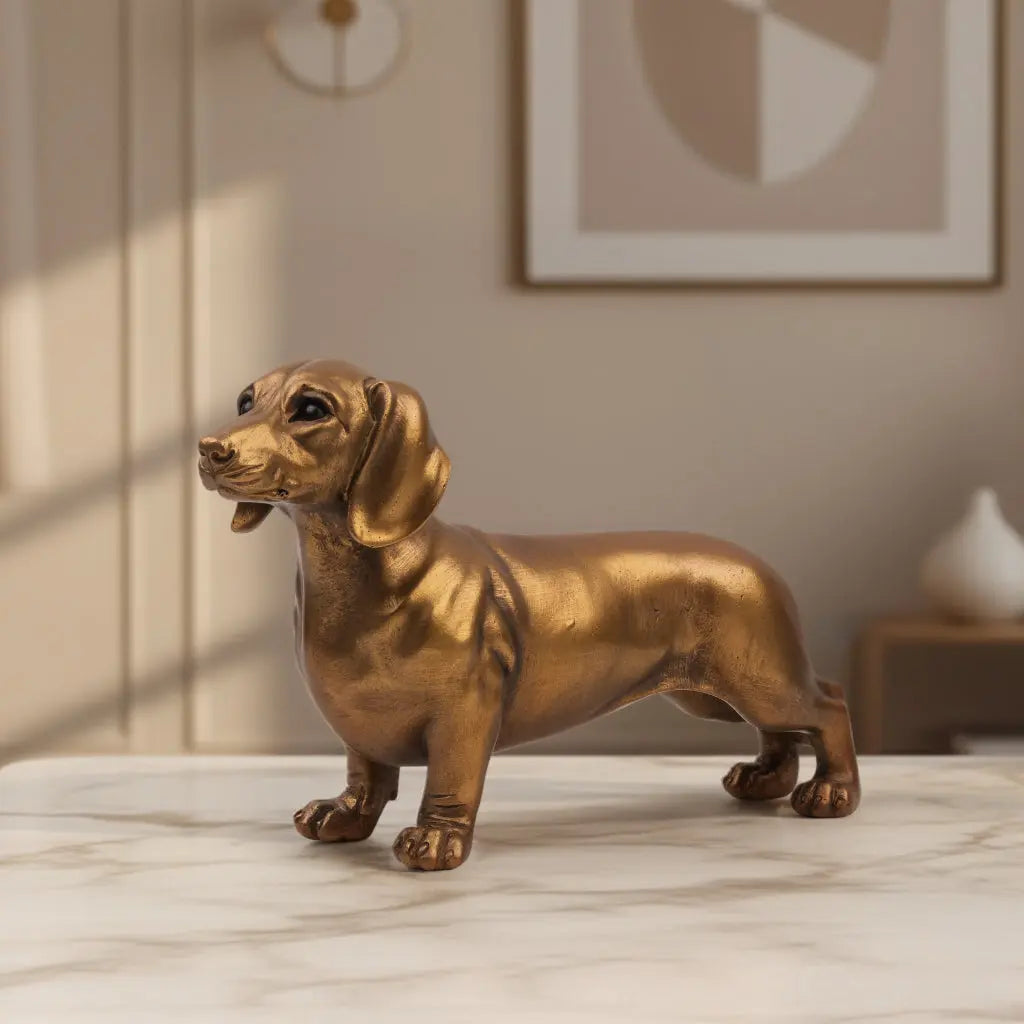 Gilded Loyalty - Antique Dachshund Figurine