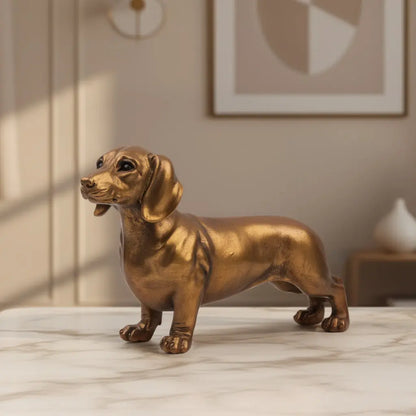 Gilded Loyalty - Antique Dachshund Figurine