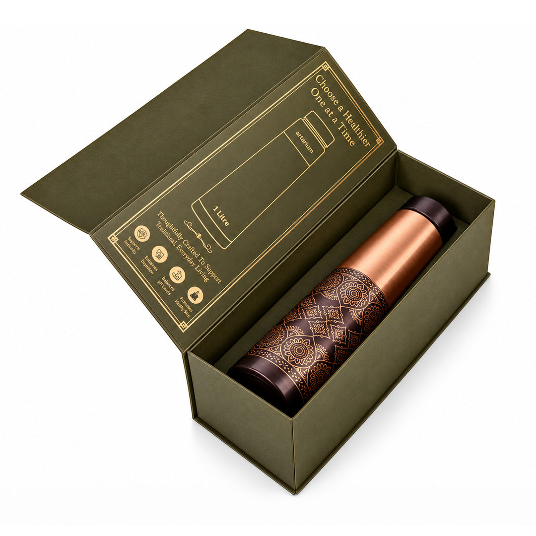 Dual Finish Copper Bottle with Premium Packaging 