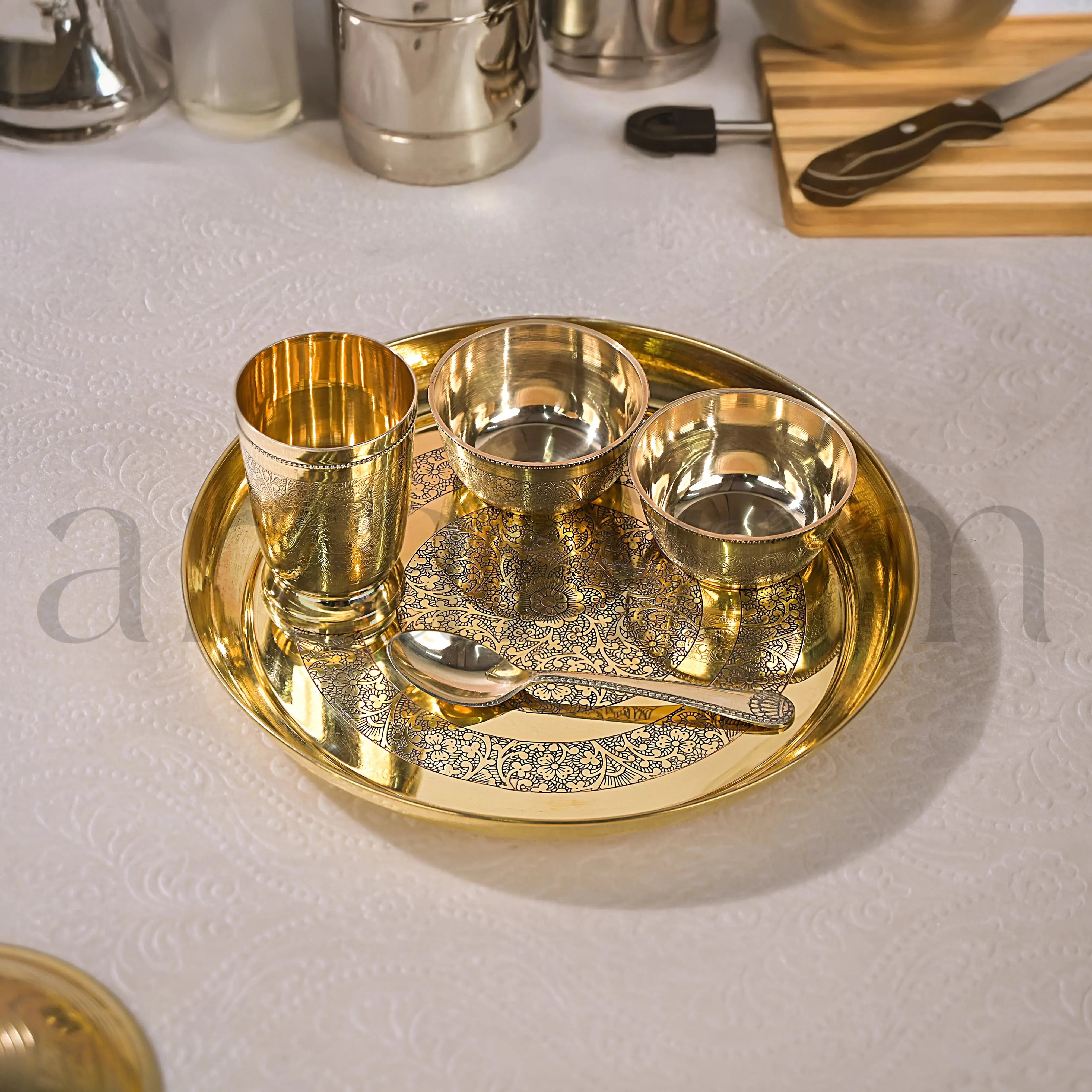 Brass Thali- Set of 5 theartarium