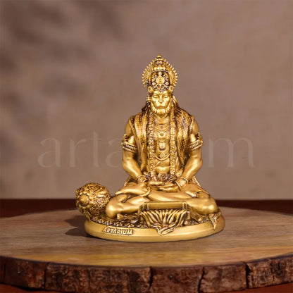 Meditating Hanuman Statue & Gada Idols Set