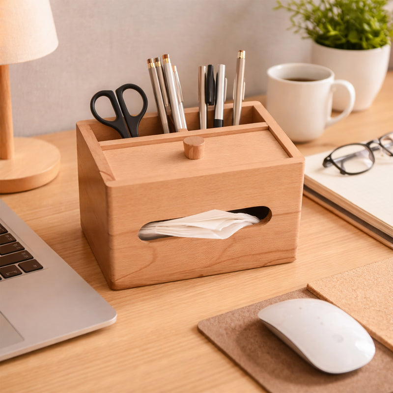 All-in-One Wooden Desk Organiser