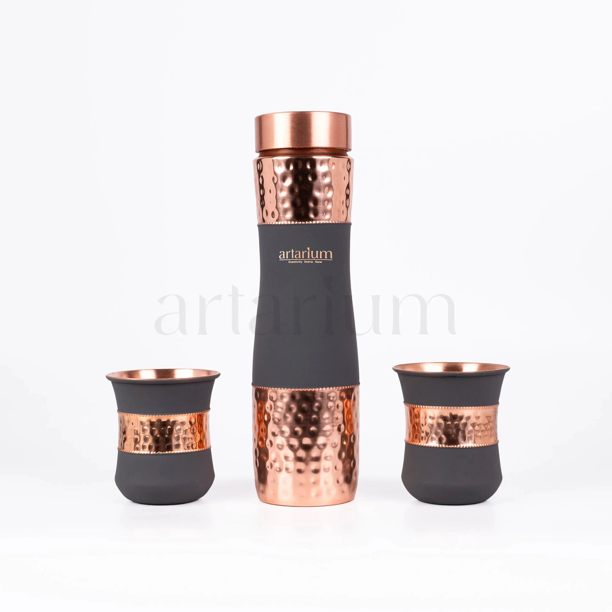 Hammered Copper Bottle in Cups Artarium