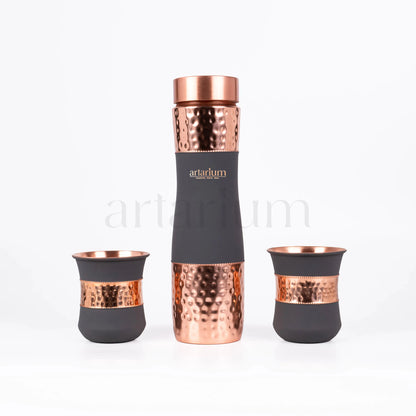 Hammered Copper Bottle in Cups Artarium