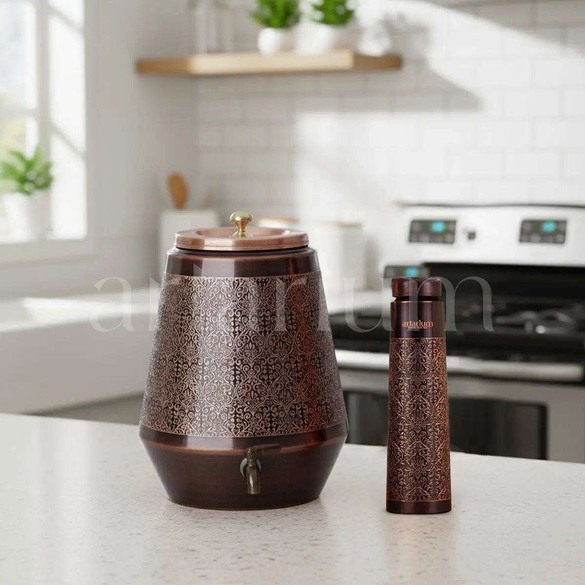 Antique Etching Copper Drinkware Set