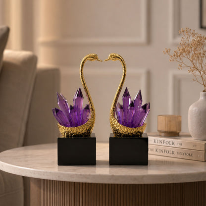 Amethyst Crystal Swan Sculpture 