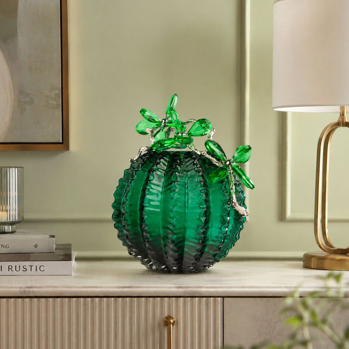 Emerald Leaf Crystal Vase 