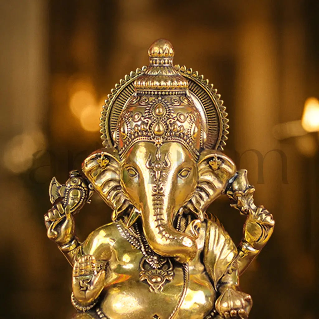Brass Vighnaharta Ganesha Idol