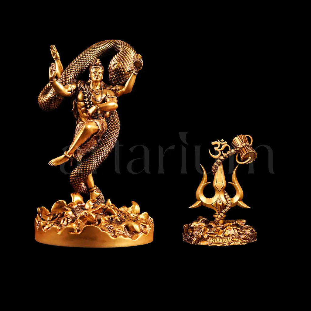 Mystical Shiva (9 Inch) & Lord Shiva Trishul with Damru Idols Set