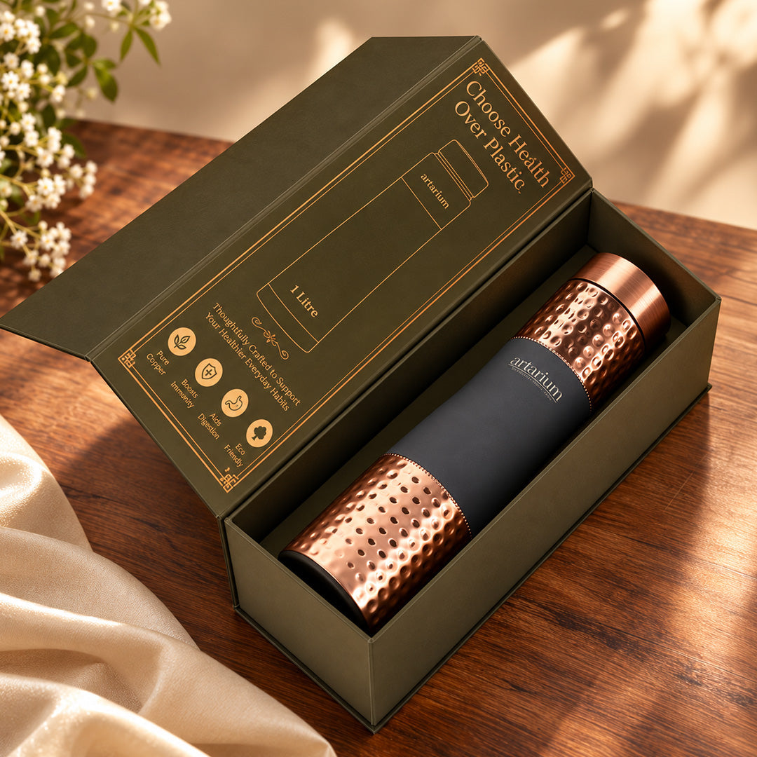 Hammered Copper Bottle with premium packaging 