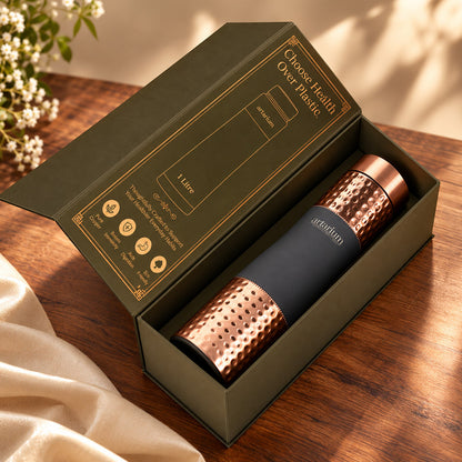Hammered Copper Bottle with premium packaging 