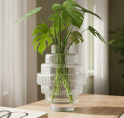 Halos of Grey - Glass Art Deco Vase Set of 2
