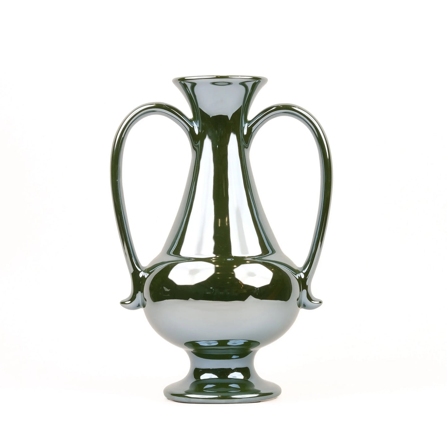 A Gleam in Green - Ceramic Amphora Vase